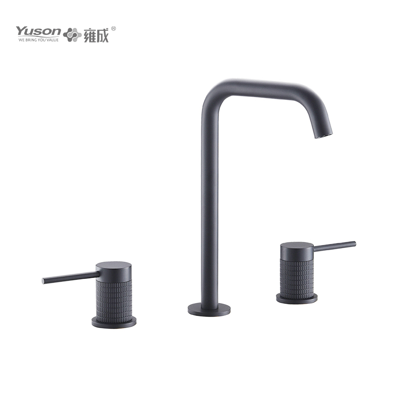 3376-34 Faucet Kuningan, dua tuas, faucet baskom air panas & dingin yang dipasang di dek